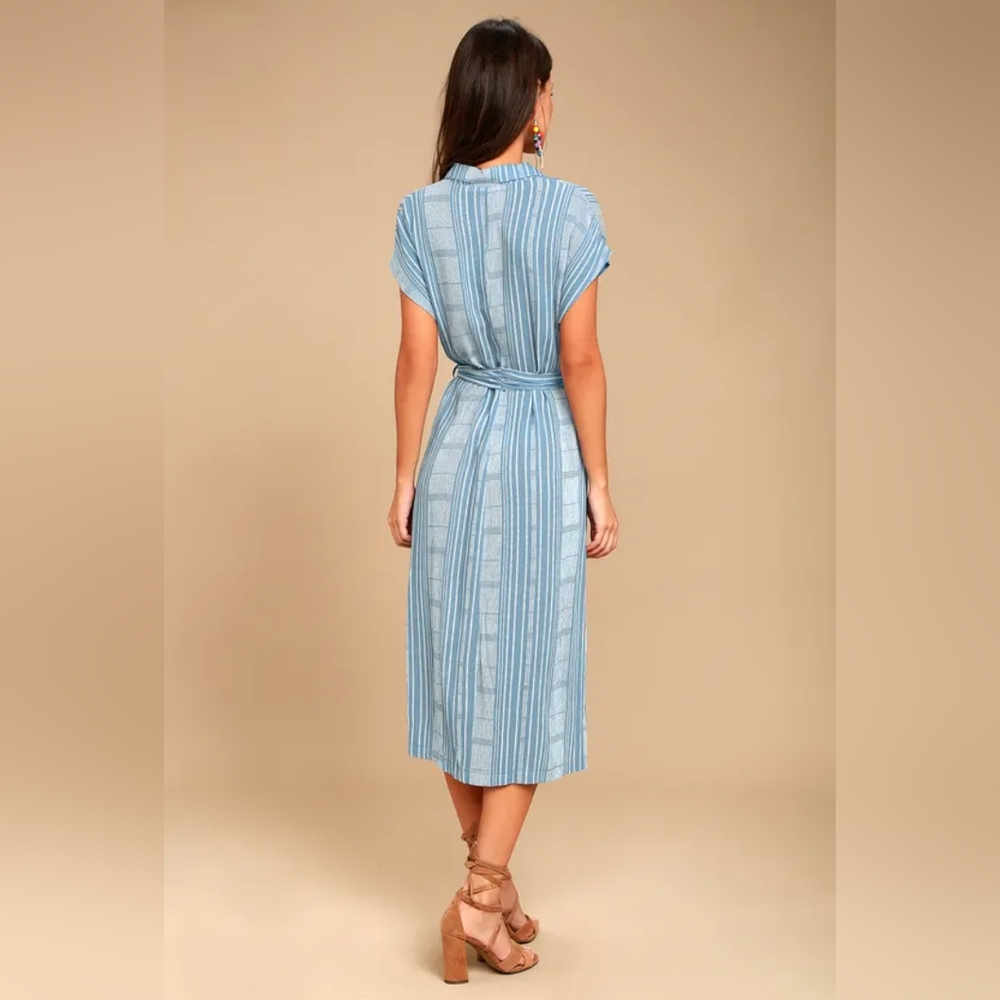 Lush Blue & White Striped Dress - Picture 4 of 13